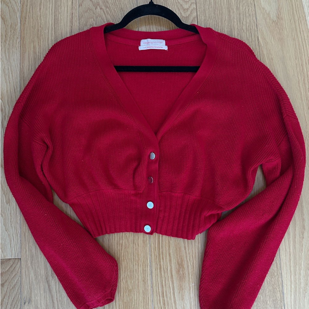 UO Red Cropped Cardigan - perfect summer layer